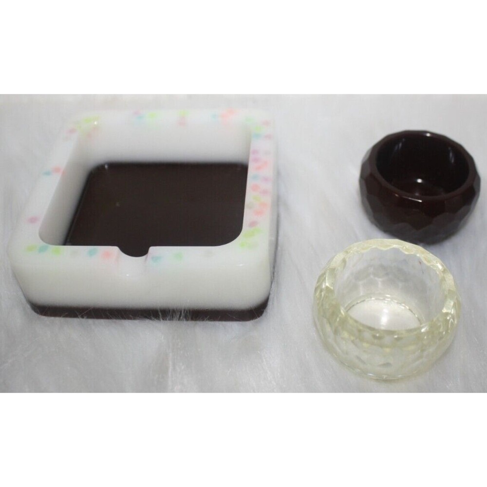 Set Of Three Desk Accessories Ashtray & Paperclip  Holders Office Homemade New